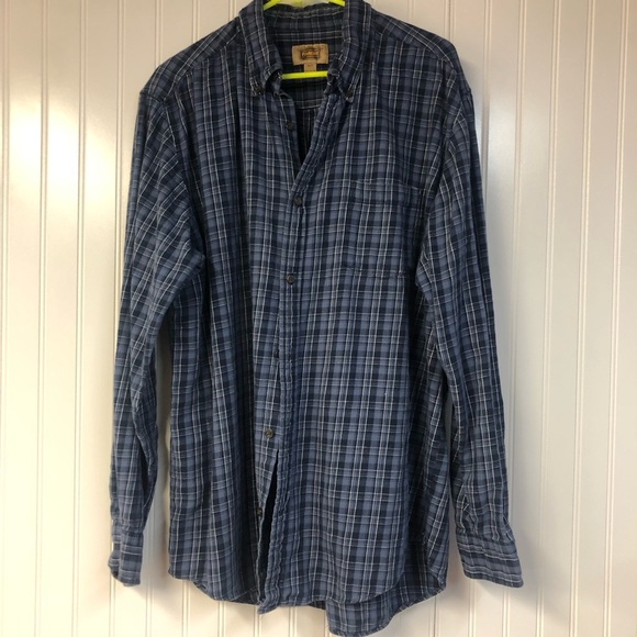 The Foundry Blue Plaid Men's Long Sleeve Button Down Flannel Shirt XLT - Picture 1 of 4